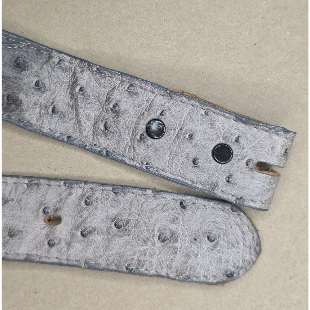 Tony Lama Men's SZ 38 Gray Ostrich Print Belt Western Rodeo NO BUCKLE - Picture 4 of 11